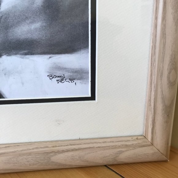 Black Dog Original Charcoal Drawing Framed Artist Signed & Dated Barry '95 - Picture 4 of 7